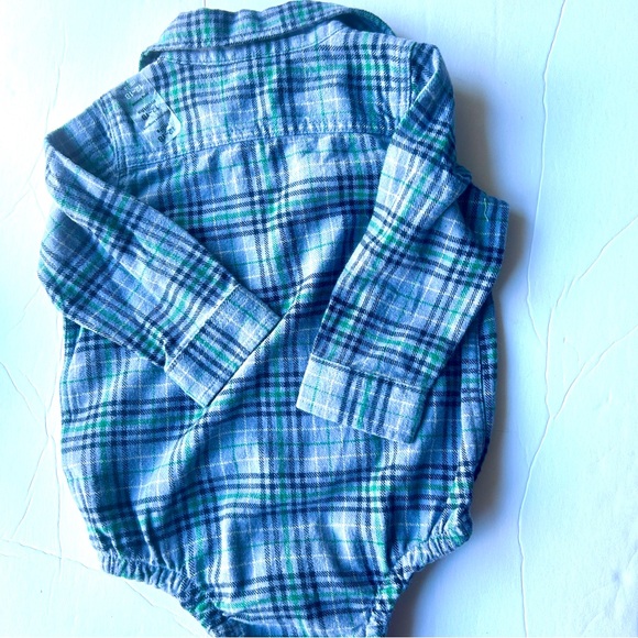 Gap Baby Long Sleeve Blue Plaid Bodysuit Size 12 - 18 Months NWT - Picture 7 of 7